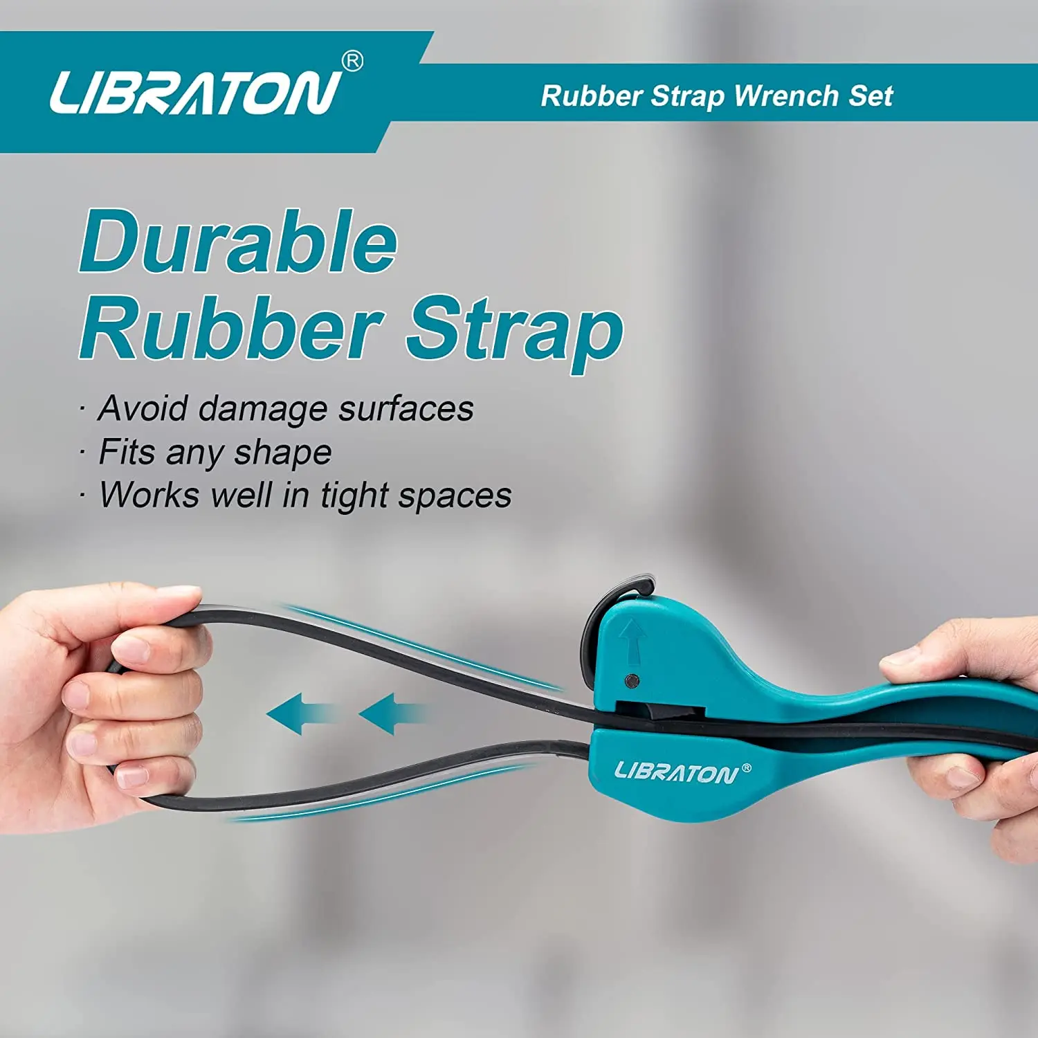 Libraton 2Pcs Strap Wrench Set Universal Rubber Strap Wrench Oil Filter Strap Wrench Set Multifunctional Adjustable Wrench Tools 4