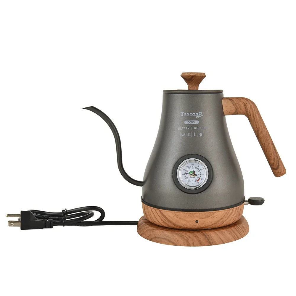 220V/ 110V 1L  kettle, 304 stainless steel, gooseneck spout, coffee maker, fine teapot with thermometer 2