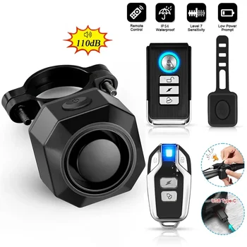 Extractme 110dB Allarme bicicletta Ricarica USB wireless Allarme vibrazione bici IPX5 Sistema di allarme antifurto per scooter moto impermeabile