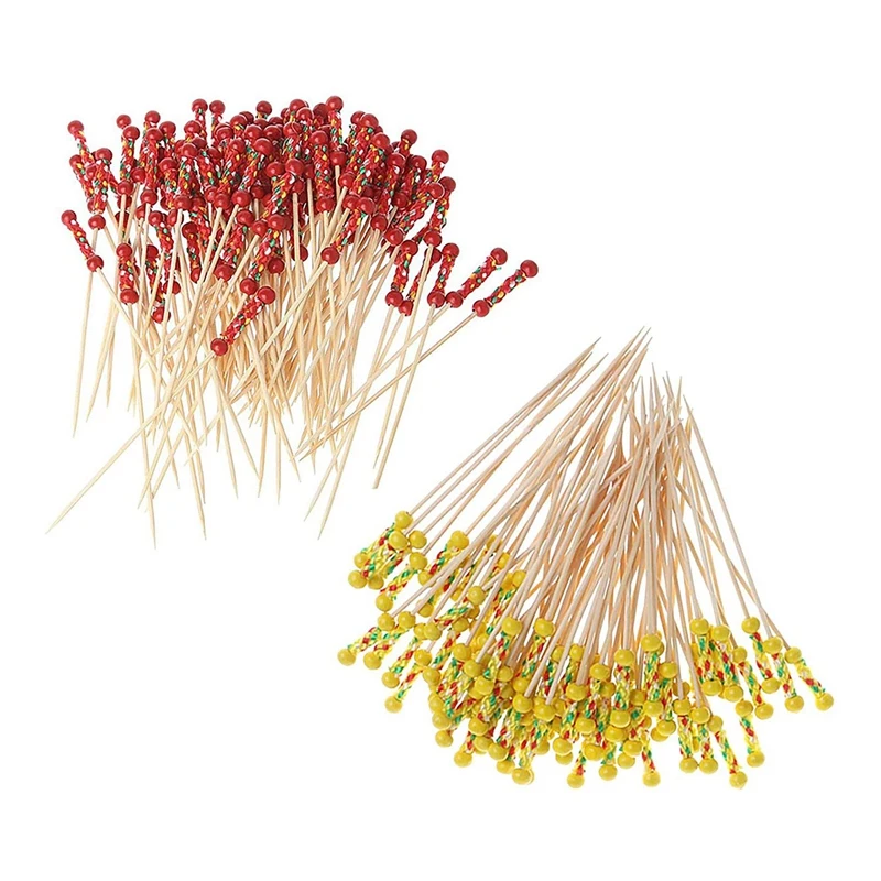 

200Pcs Bamboo Fruit Sticks, Wooden Toothpicks For Party Tapas Nibbles Sandwich Canapes Appetiser Fruit Skewer BBQ