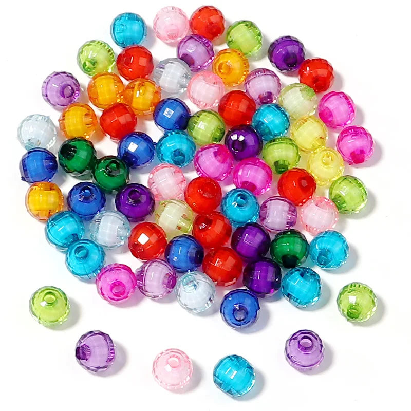 100 teile/los 8 10mm Runde Facettierte Acryl Perle in Perlen Lose Spacer Perlen Für Schmuck Machen DIY Armband Halskette großhandel
