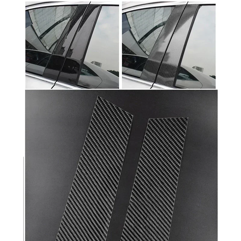 BMW 1 시리즈 F20 2012-2014 2015 2016 2017 2018 2019 탄소 섬유 자동차 기둥 포스트 창 트림 커버 BC 기둥 스티커, 6 개