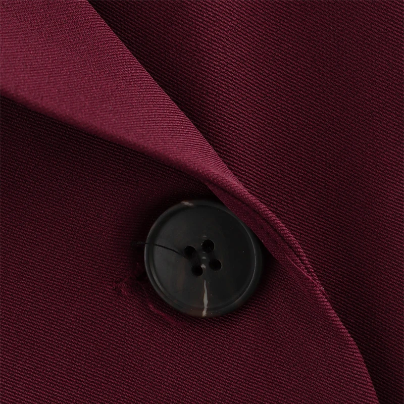 Fashion Burgundy Lapel Blazer Coat Women Elegant Double Breasted Full Sleeve Pocket Jacket Fall New Female Commute Outwear