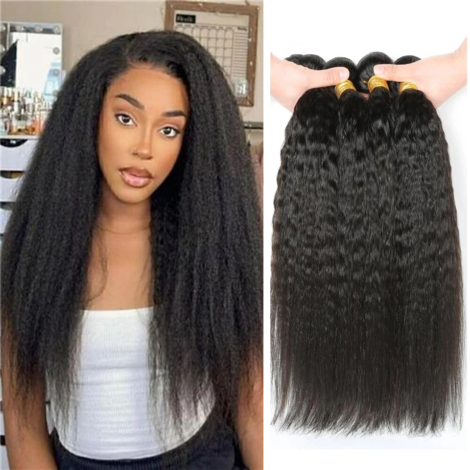 Kinky Straight Wave Hair Bundles for Black Women
