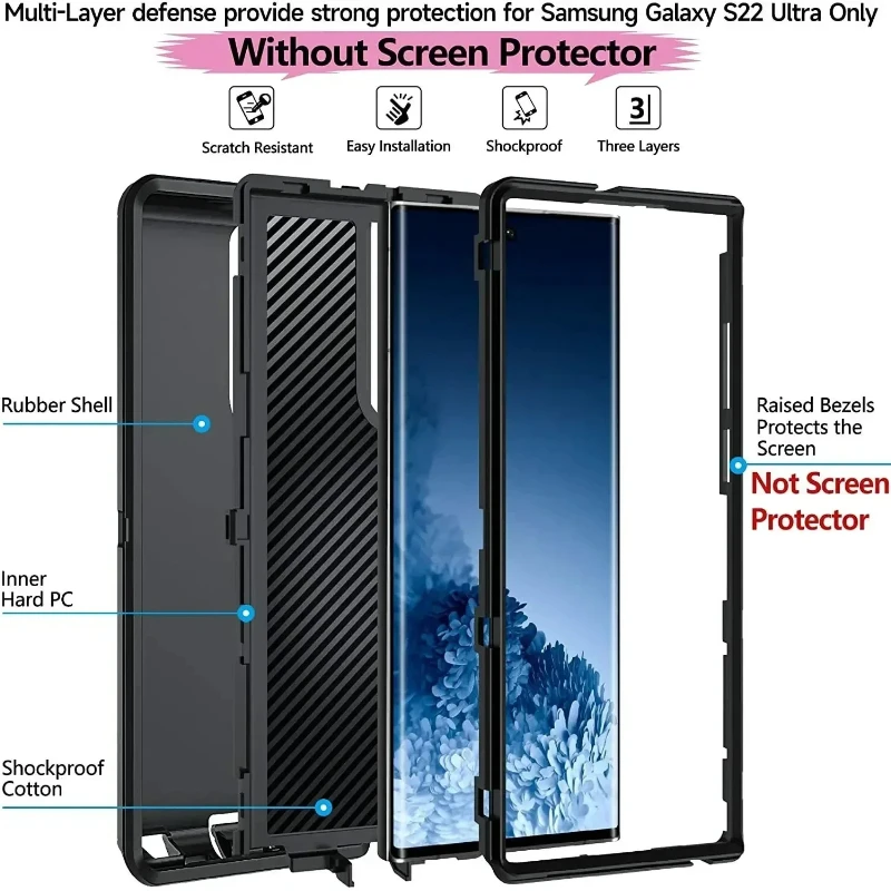 Rugged Armor 3-in-1 Protective Case with Clip Box Cover