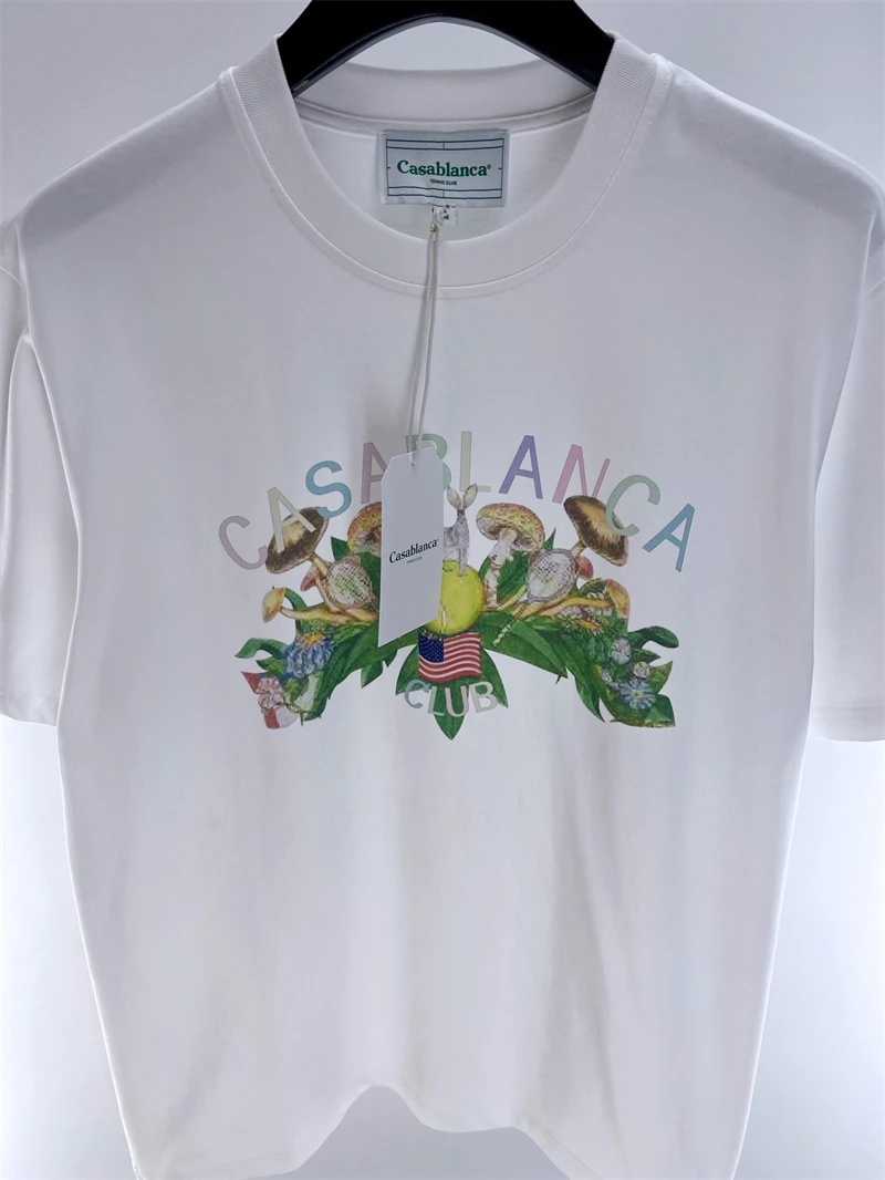 

23SS New Mushroom Printing Tennis Club Casablanca T Shirt Men Women Casual Tee T-Shirts Inside Tag