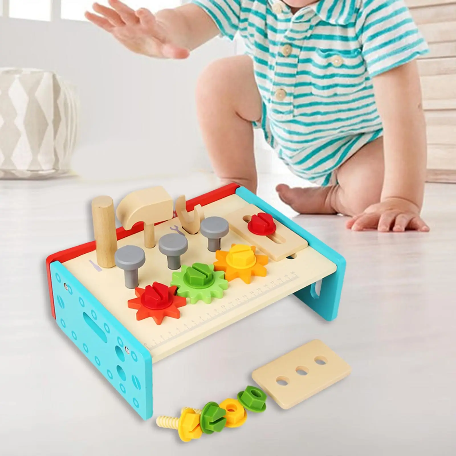 

Mini Wooden Work Bench for Kids Educational Repair Workbench Prentend Play Toy Montessori Tool Bench Set for Kids Birthday Gifts