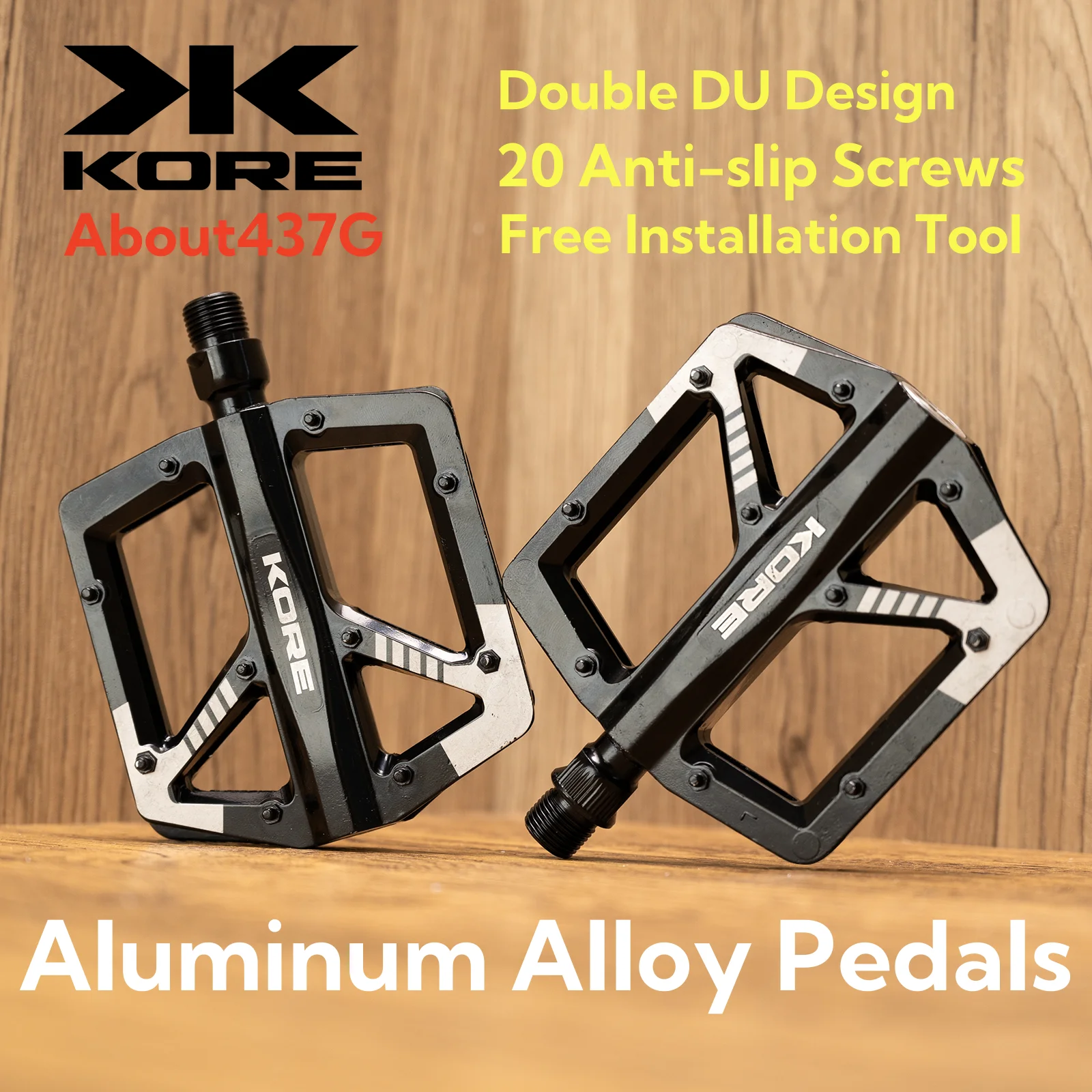 KORE 151K Bicycle Pedals Double DU Bearing Flat Platform