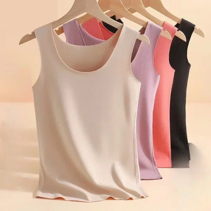 

Thermal Underwear Women Inner Wear Crew Neck Tank Tops Winter Warm Wool Thermo Tops Sleeveless Body Vest Slim Undershirt XXXL