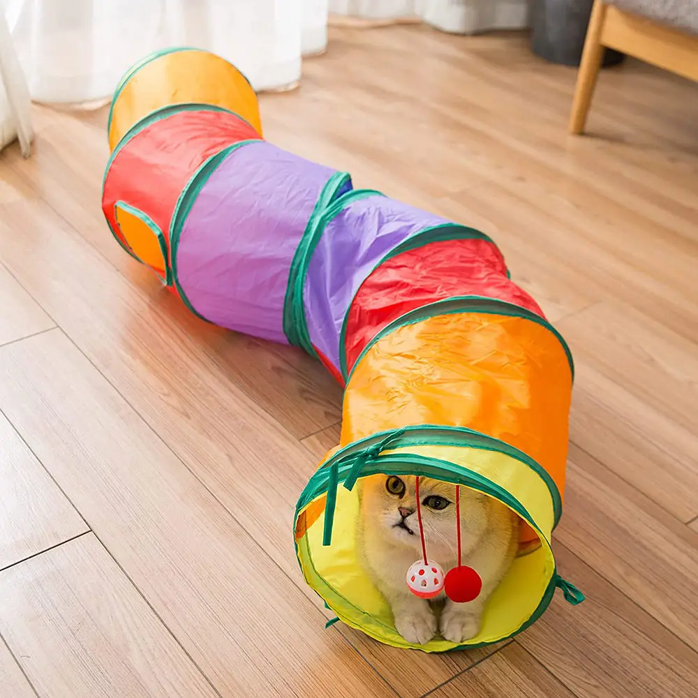 New Cat Tunnel Toy Funny Pet Holes Play Tubes Collapsible Crinkle