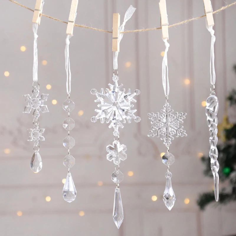 

5pcs Christmas Simulation Ice Pendants Xmas Tree Hanging Ornament Fake Icicle Winter Party Christmas New Year Decoration Navidad