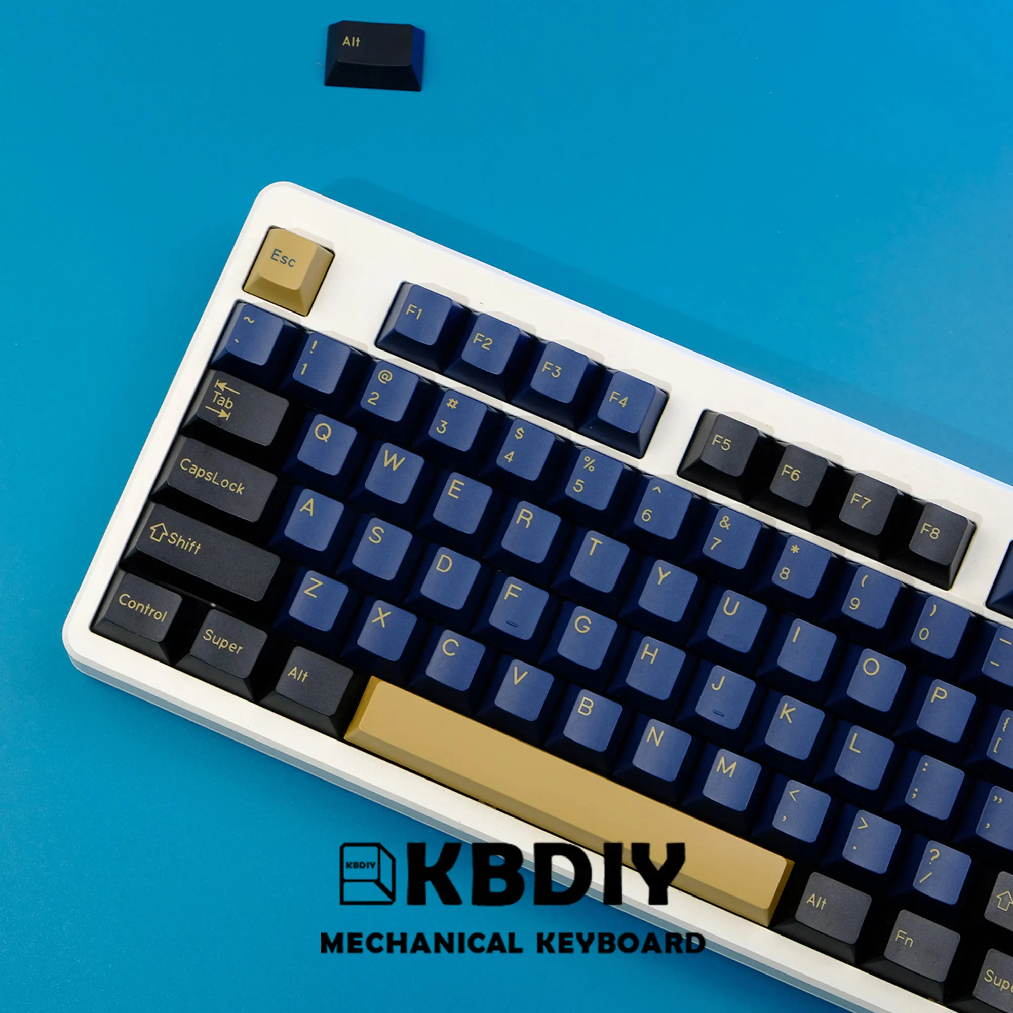 Kbdiy-gmk Samurai Azul Keycaps Conjunto para Teclado Mecânico Pbt Double Shot Cereja Perfis Iso mx Switches Personalizado 177 Chaves
