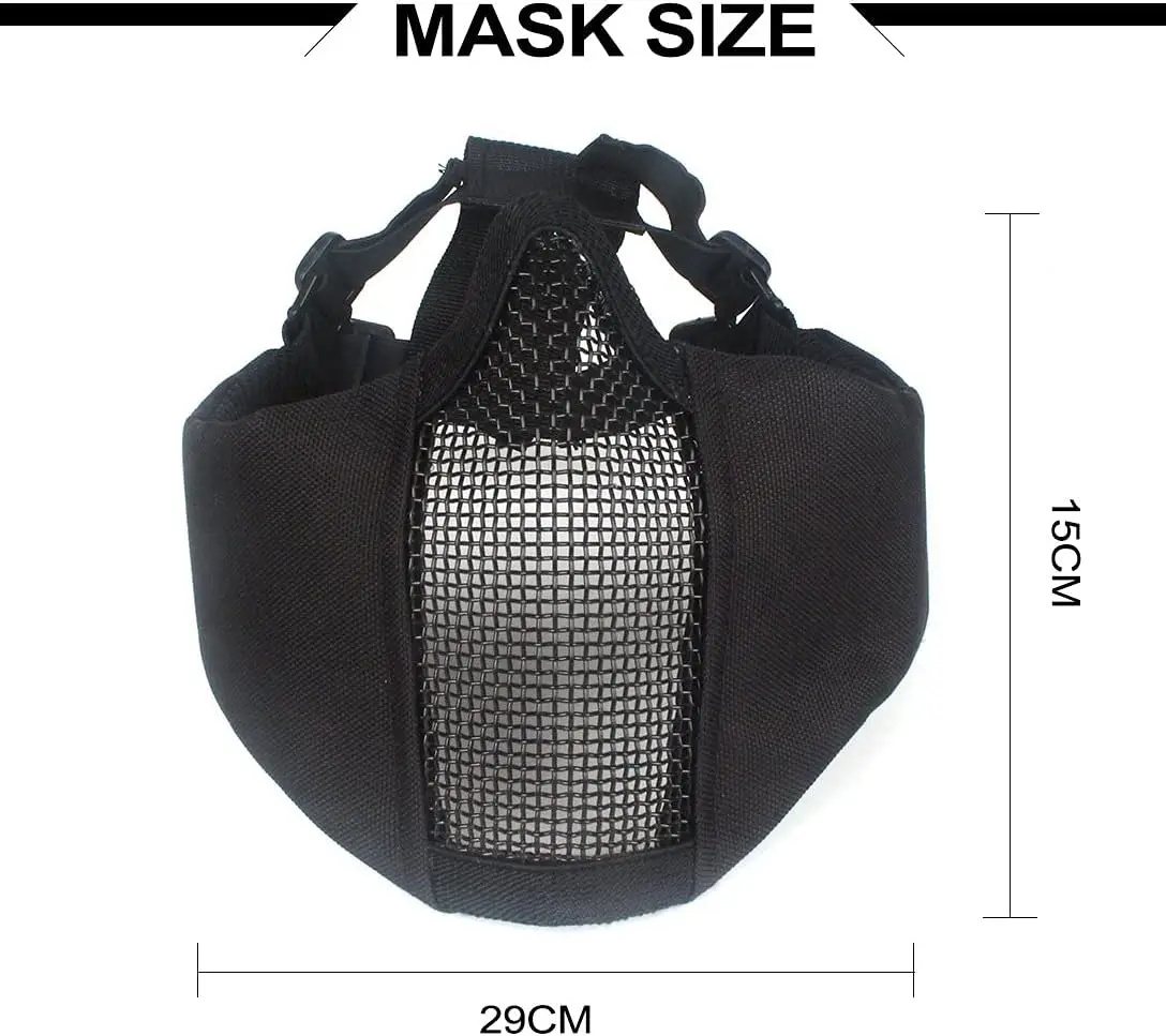zlangsports Tactical Foldable Half Face Airsoft Paintball Mask with UV Protection Goggles Ear Protection Metal Mesh Military CS