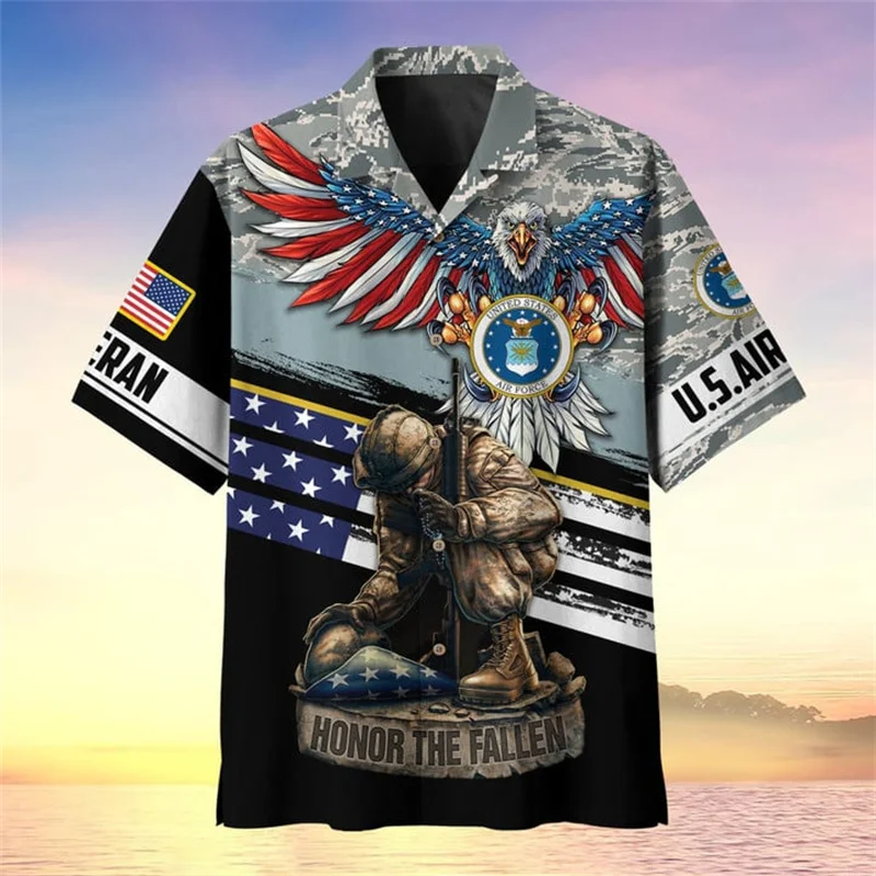 

New Summer 3D UNITED STATES Soldiers Armys Print Shirts For Men Veterans Graphic Short Shirts Harajuku Cool Fashion Camo Clothes