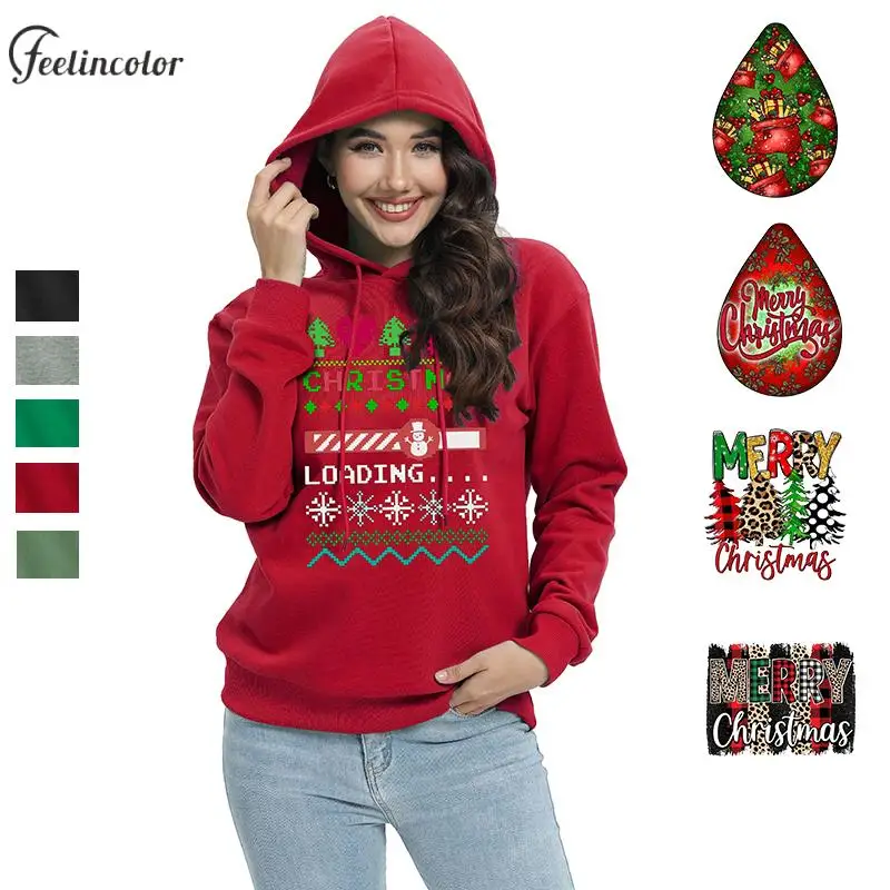 

Christmas Tracksuit for Women Pullover Hooded Sweatshirt Xmas Couple Hoodies Carnival Streetwear Holiday Female Clothing
