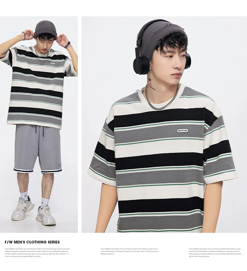 Loose Contrast Color Striped T-shirts Unisex - true deals club