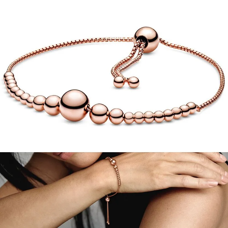 Popular Luxury 925 Silver Women's Ice Crystal Zircon Logo Adjustable Tennis Bracelet Fit Original Women's Charm DIY Jewelry