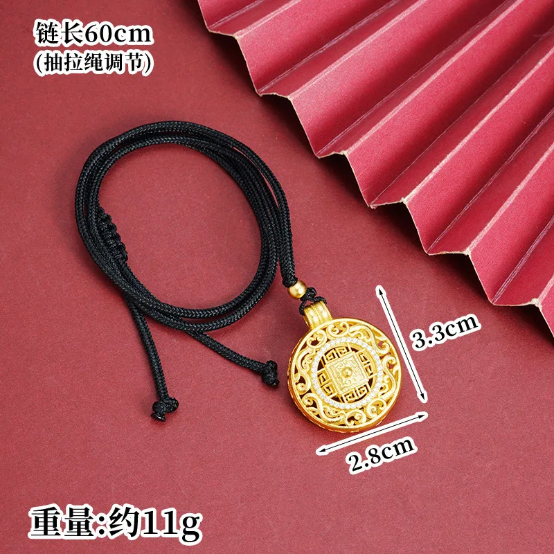 9999 24K real gold Fashion design ancient fashion necklace royal style diamond-studded eight treasures compass pendant