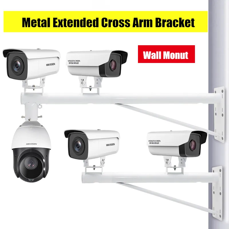 

Surveillance CCTV Camera Mounting Bracket 60cm 100cm Lengthened Wall Pole Corner Mount Camera Long Arm Stand for 2 or 3 Cameras