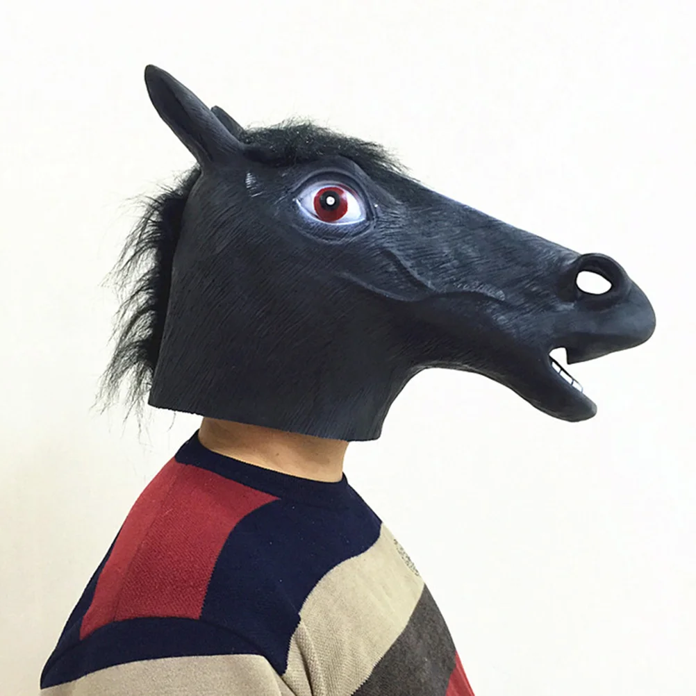 Horse Head Mask Haunted House Props The Festival Cosplay Hallowmas Cover Animal