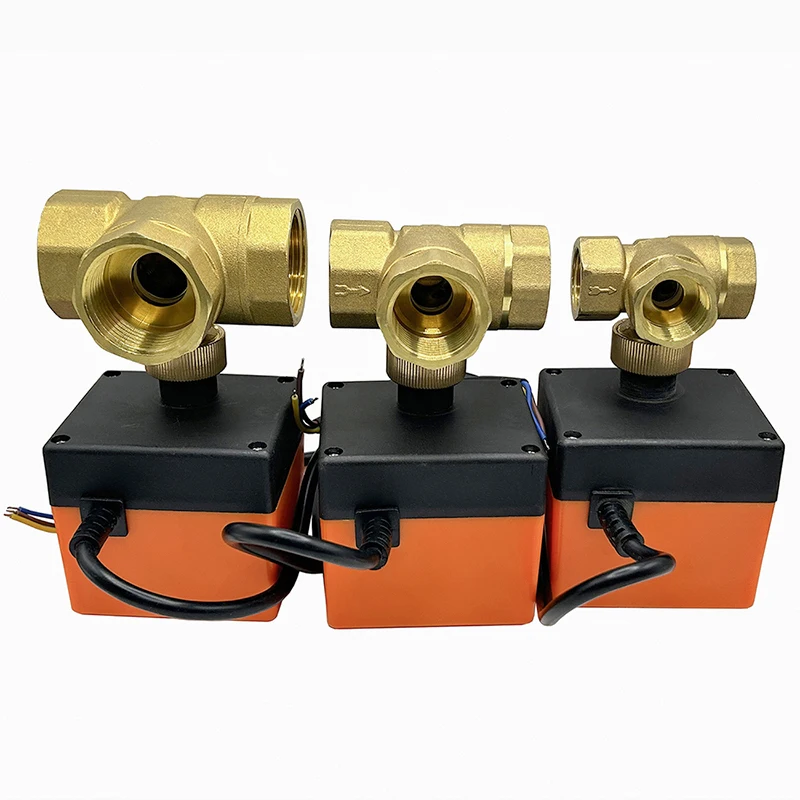 1/2" 3/4" 1" 1-1/4" 1-1/2" 3 Way Motorized Ball Valve T/L Type 220V 24V 12V 3 Wire 2 Control Electric Ball Valve