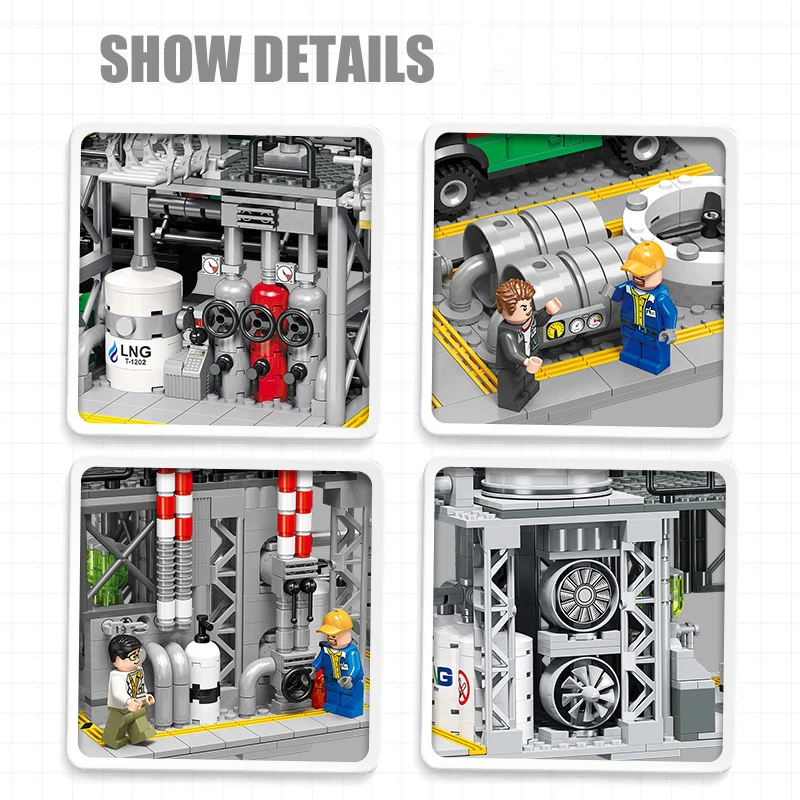 Engineering City Street View Factory Building Blocks Natural Gas Storage Center Laboratory 3In1 Assembly Model Bricks Kids Gifts 4