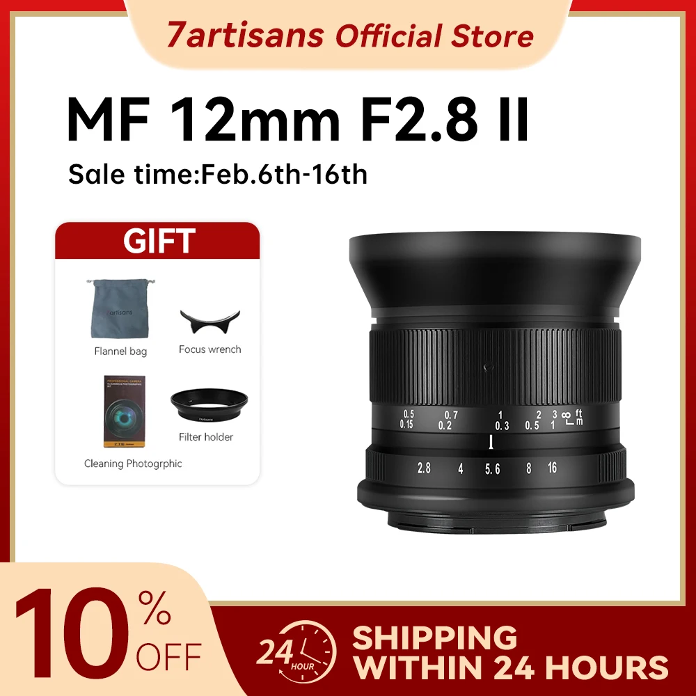 7Artisans 7 Artisans 12Mm F2.8 Mark Ii Aps-C Ultra Grandangolare Per Sony E A6600 Fuji Xf X-T1 X-T4 Canon Eos-M M50 Canon Rf Eos R6 Nikon Z M4/3 Epm1 