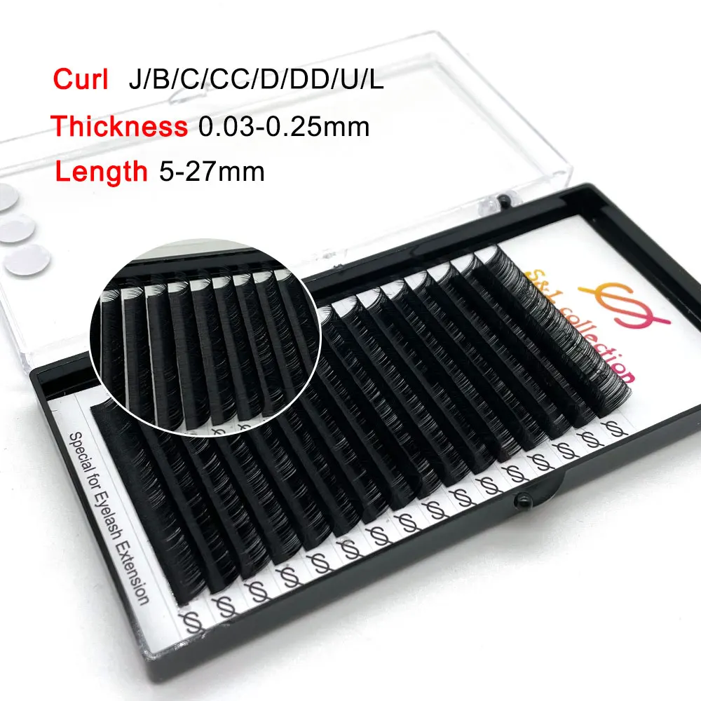 16rows/case 18,19,20mm mix length long style length in one tray maquiagem cilios silk natural individual eyelash extension