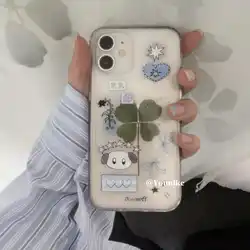 Korean Ins Four Leaf Clover Flower Pattern Phone Case - Y2K Protective Cover - iPhone 14 Plus (A)