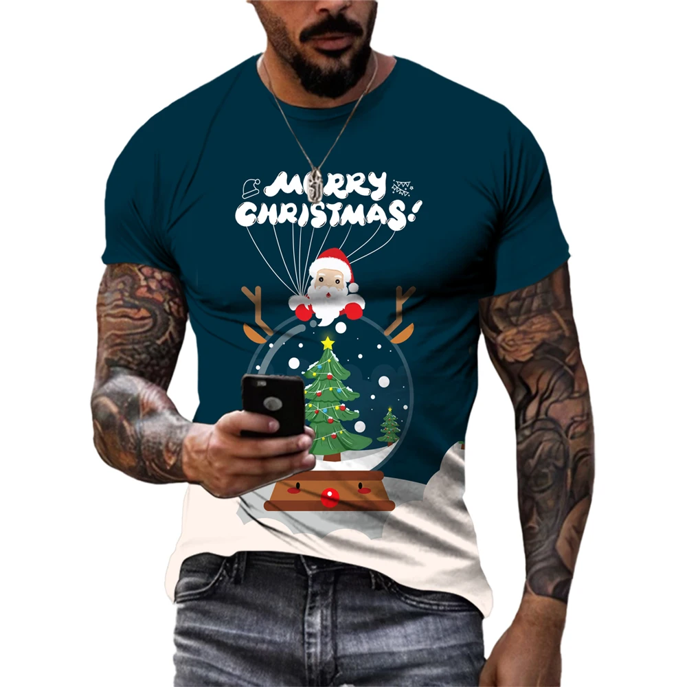 

Happy Holidays Funny Hip Hop Cartoon Cute Christmas Party Casual Short Sleeve 3D Printed Unisex T-Shirt Comfortable Shirt 6XL