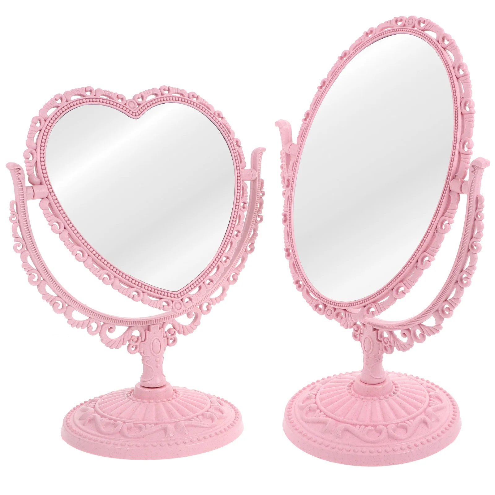 

2Pcs Desktop Dressing Mirror Double Sided Swivel Vanity Mirror Standing Mirror
