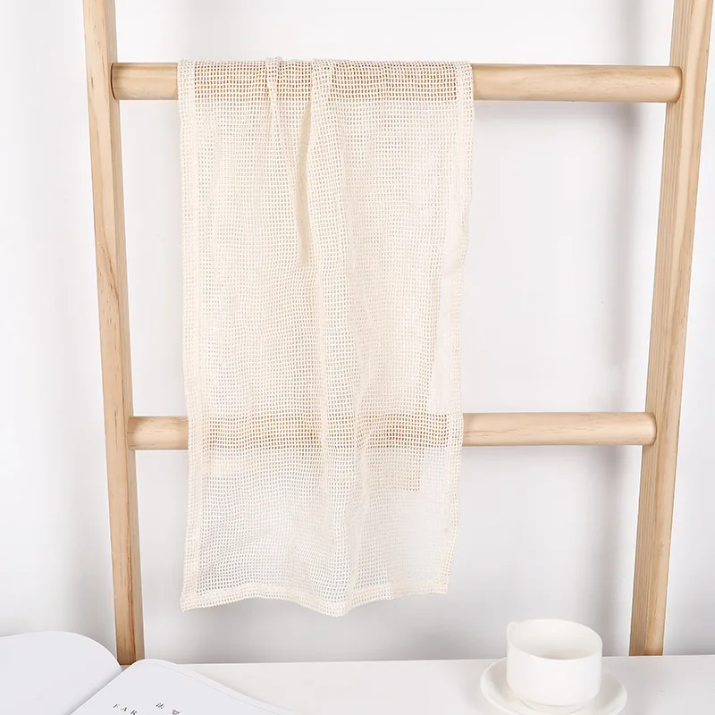 Natural Exfoliating Shower Back Washcloth Cotton and Linen Soft Back Scrubber Shower Sponge Towel Bath Tools Women Men