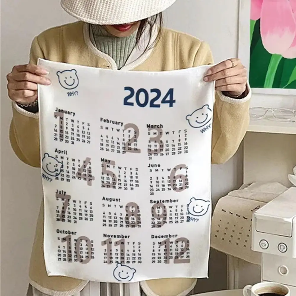 

2024 настенный гобелен календарь ткань мультяшный узор подвесной календарь декоративный настенный гобелен фон календарь для фото реквизит