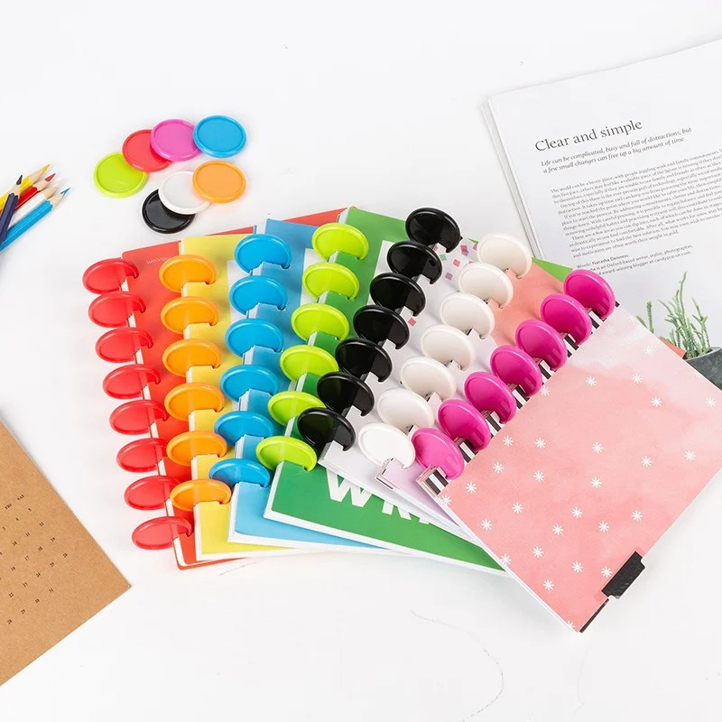 

30PCS Can Be Turned 360 Degrees Loose Leaf This Accessory Plastic Color Solid Disk Buckle 24MM Notebook Album Accessories