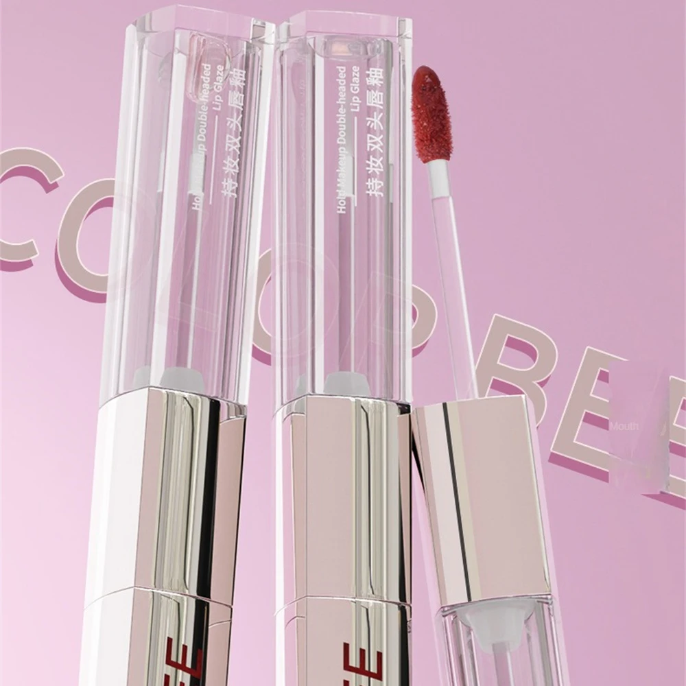 Double Lip Glaze Double-headed Transparent High Color Rendering Easy To Color No Fading Matte Mirror