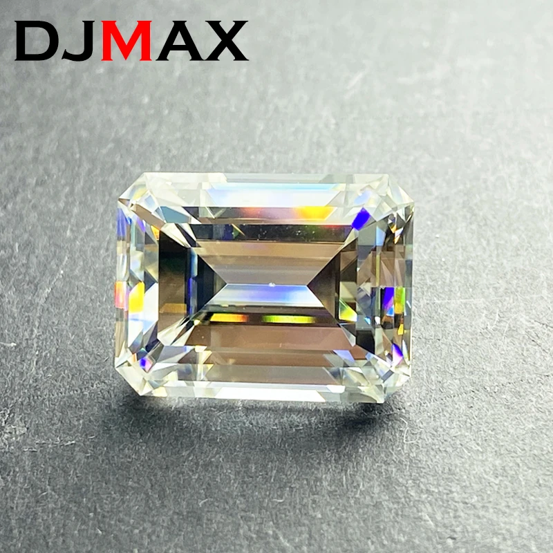 DJMAX Rare Super White Emerald Cut Moissanite Loose Stone D Color Lab