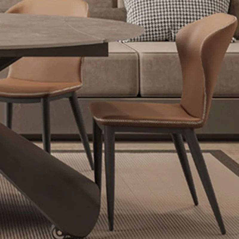 

Design Modern Dining Chairs Luxury Ergonomic Relax Comfortable Dining Chairs Black Metal Legs Lounge Sillas Interior Decorations