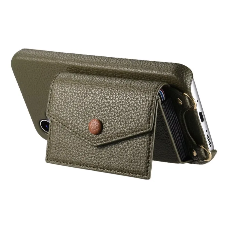 Premium PU Leather Crossbody Wallet Case with Card Holder and Mirror - Shockproof Cover