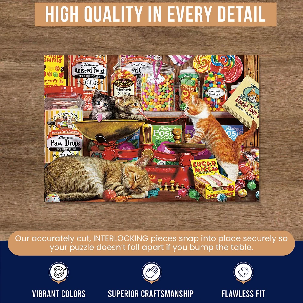Greedy Cat-Wooden Jigsaw Puzzle Art, Unique Animal Shaped Pieces, DIY Leisure Game Fun Toy Gift Suitable Family Friends 6