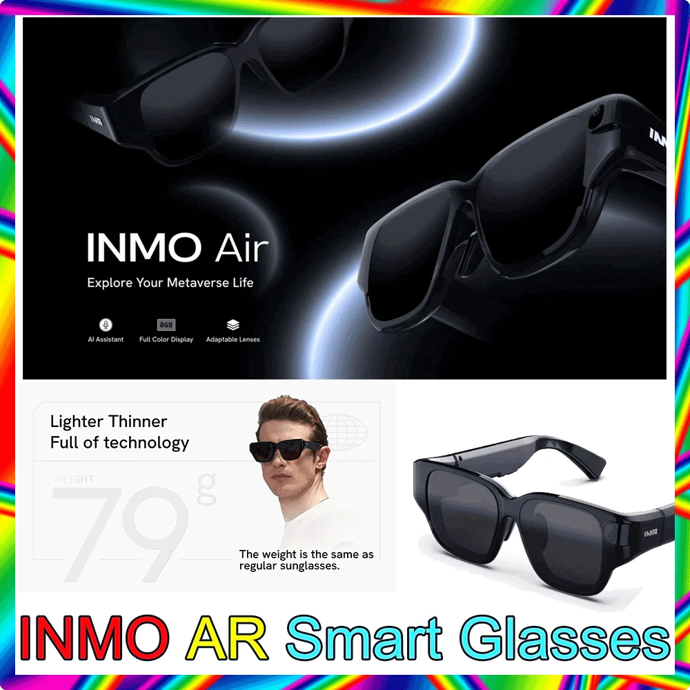 INMO AR Smart Glasses 3D Smart Cinema Steam VR Game Black Sun Glasses Wireless All In One 3D Shooting Image Video ar smart glasses