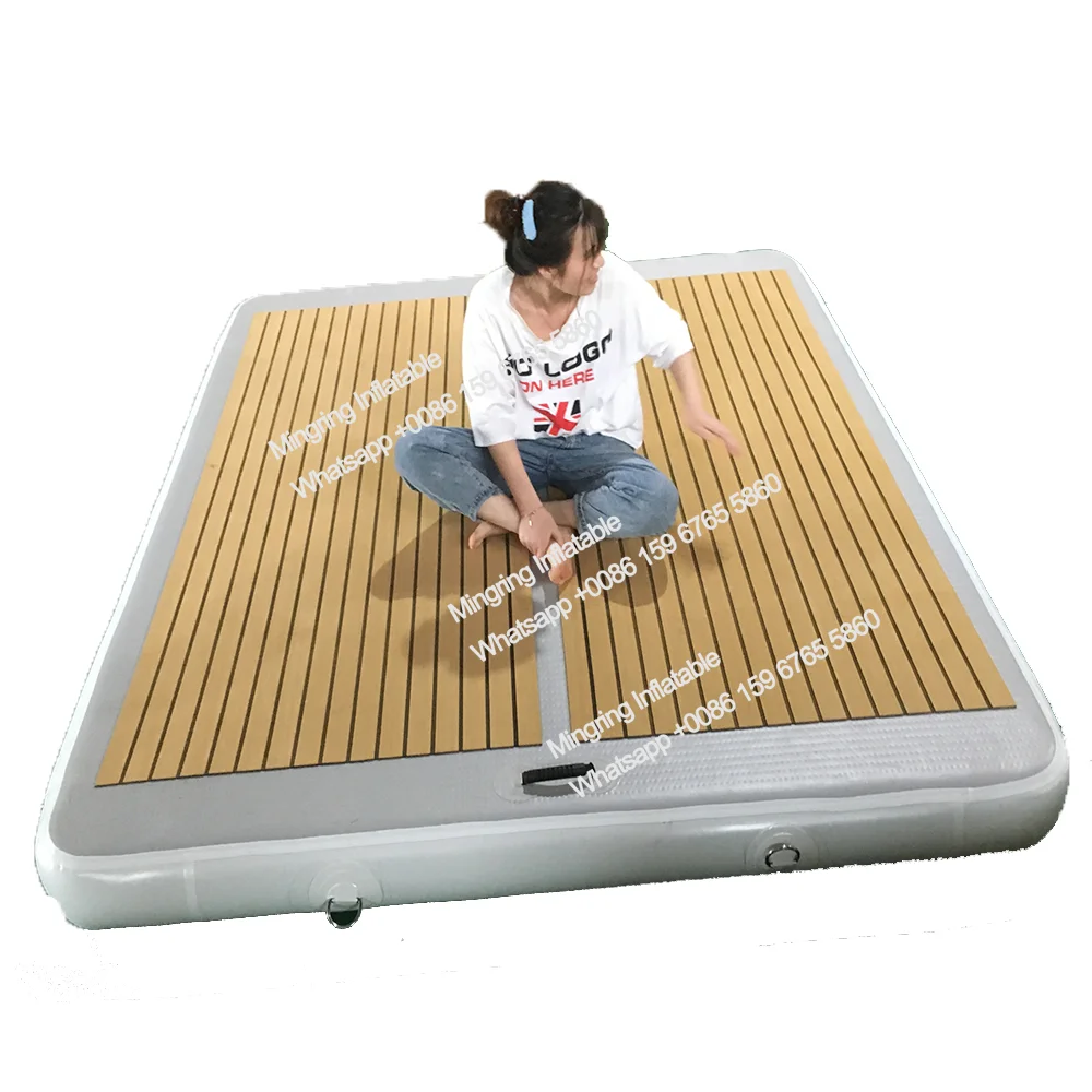 Commercial Inflatable Floating Dock Platform Raft, Non-Slip Surface, Yoga Island Bed