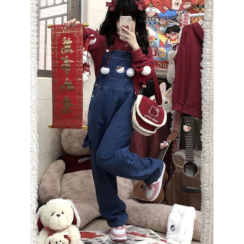 Hello Kitty x UNIFREE Denim Strap Pants-