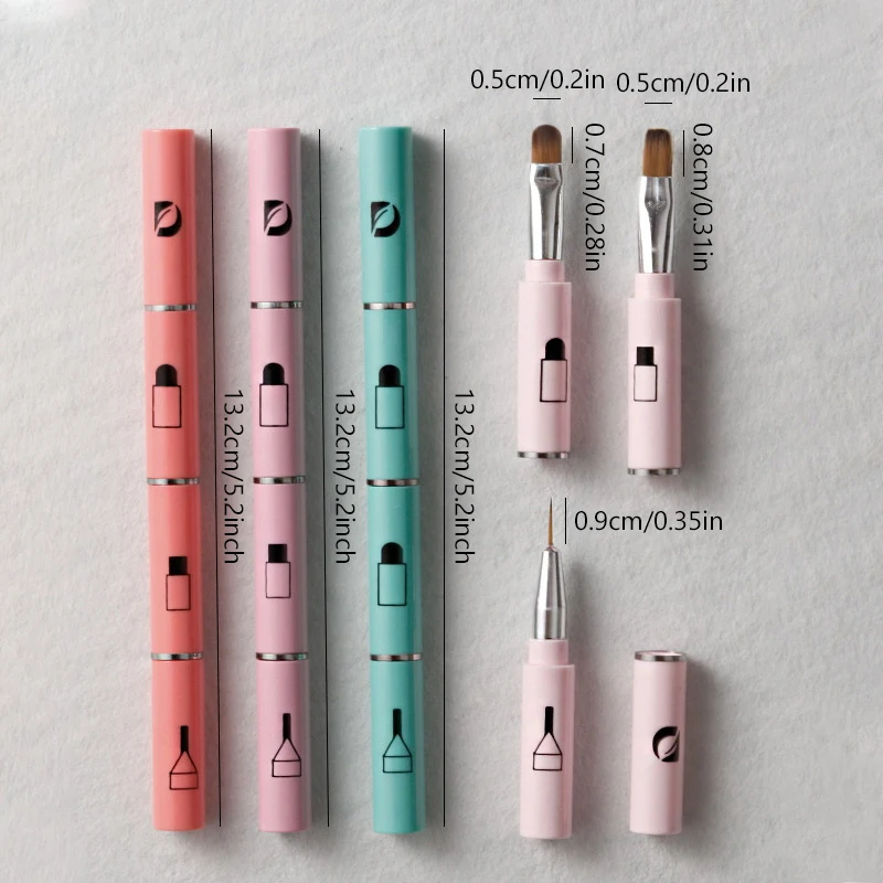 1Pc 3 In 1 Multifunctional Nail Art Pen Brushes Set Makeup Gadget Detachable Nail Art Brush For Home Travel