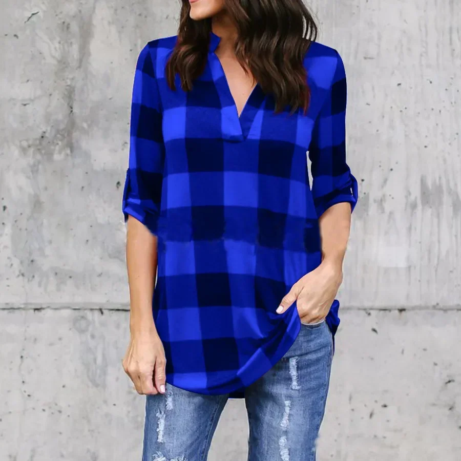 Plaid V-Neck Summer Tee 5