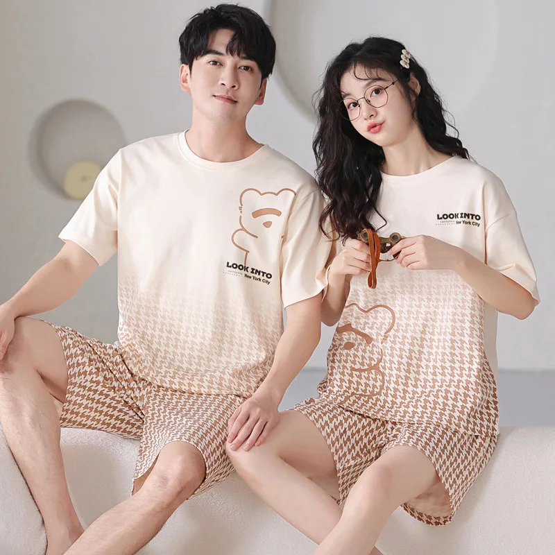 2023 Couple Pajamas Matching sets Stripe Sleepwear Cotton Nightwear For Men And Women Casual Home Clothes Pjs Pyjamas Homme Femm