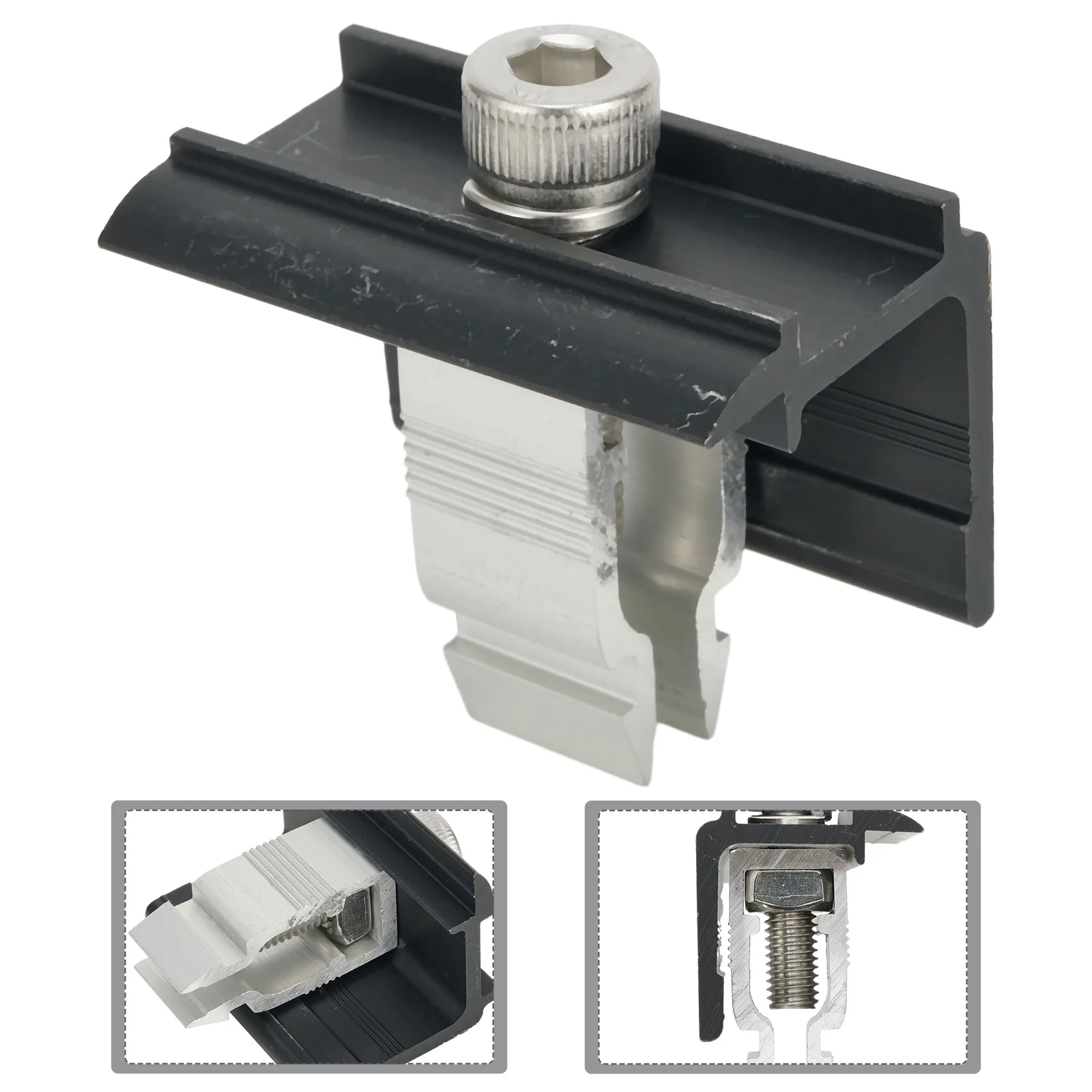 

End Clip Middle Clip 1pcs 50mm Black Sliver Stainless Steel Zinc Alloy Boat Solar Bracket Black Pressure Block