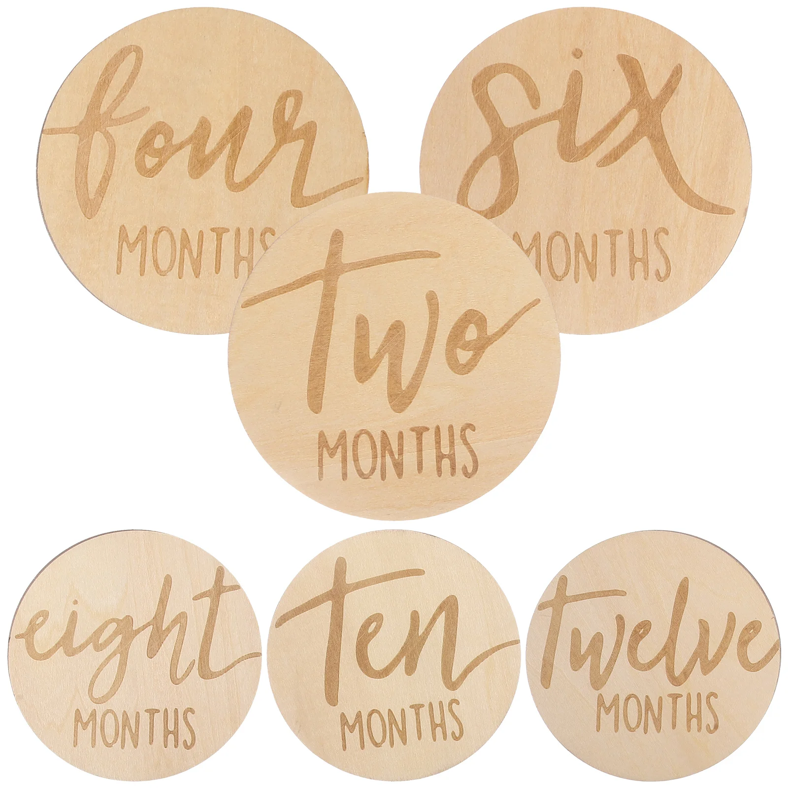 

6 Pcs Baby Month Card Wooden Monthly Milestone Discs Sign Plates Tags Board Double Sided Marker