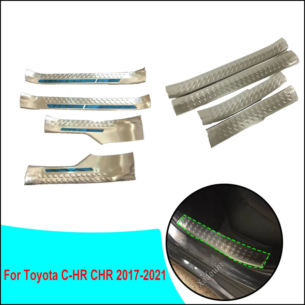 

Cover Stainless Steel Pedal Door Sill Scuff Plate Cover Inner Frame Threshold Stick For Toyota C-HR CHR 2017 2018 2019 2020 2021