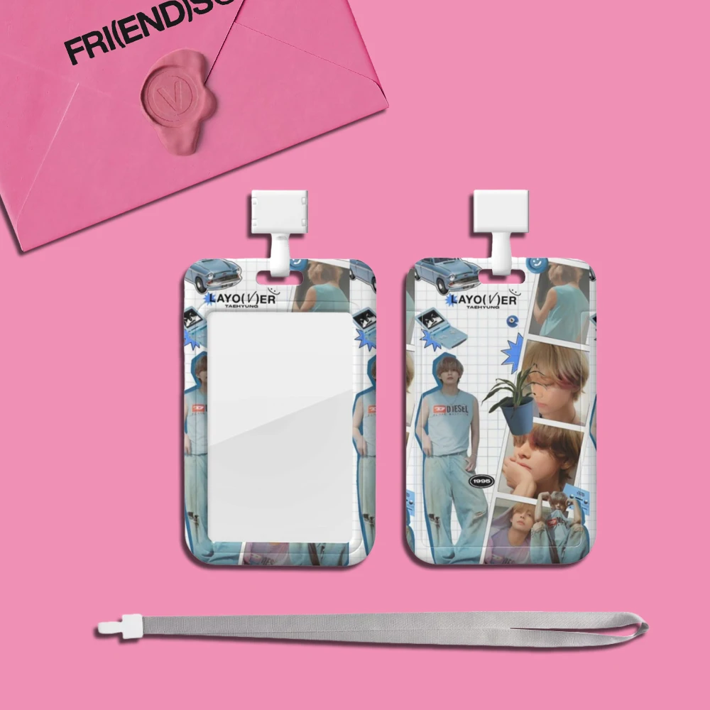 Kpop Photocard Holder Photo Sleeves ID Card Holder LAYOVER FRIENDS Idol Cards Display Protector Bus Student Neck Strap Lanyards