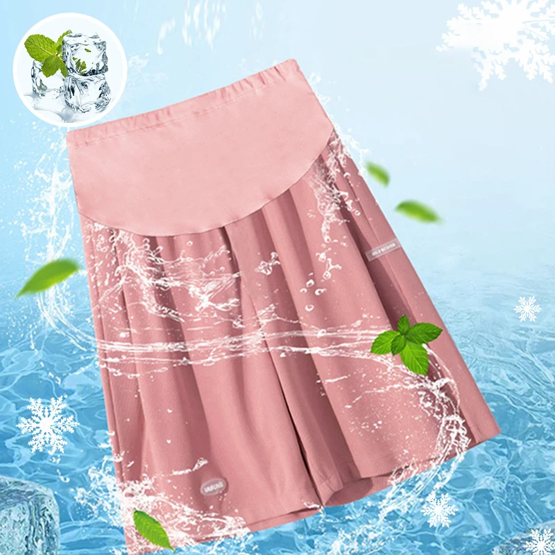 Maternity Summer Plus Size High Waist Pants For Pregnant Women Maternity Wide Leg Loose Shorts Ladies Pregnancy Capris 3